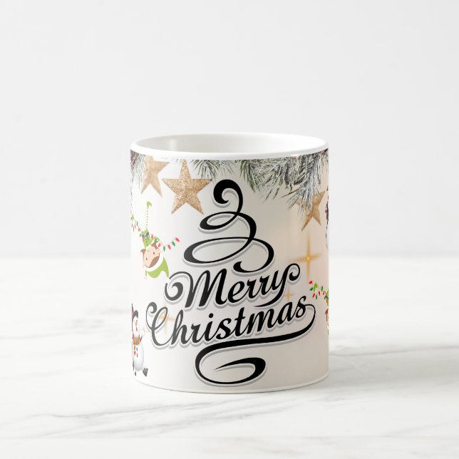 Caneca De Café Merry Christmas with Winter Reindeer holiday gift  (Centro)