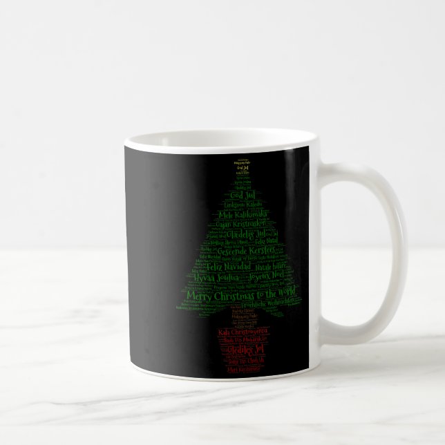 Caneca De Café Merry Christmas World Languages Word Tree  (Direita)