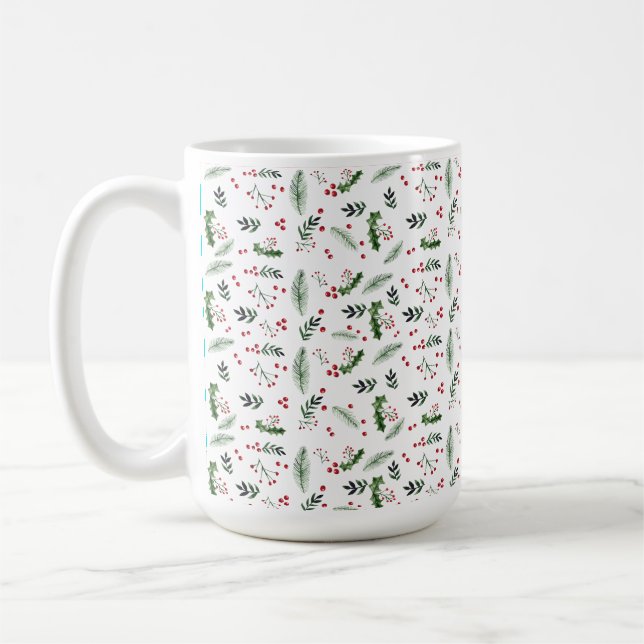 Caneca De Café Merry Christmas Wreath deixa padrão (Esquerda)