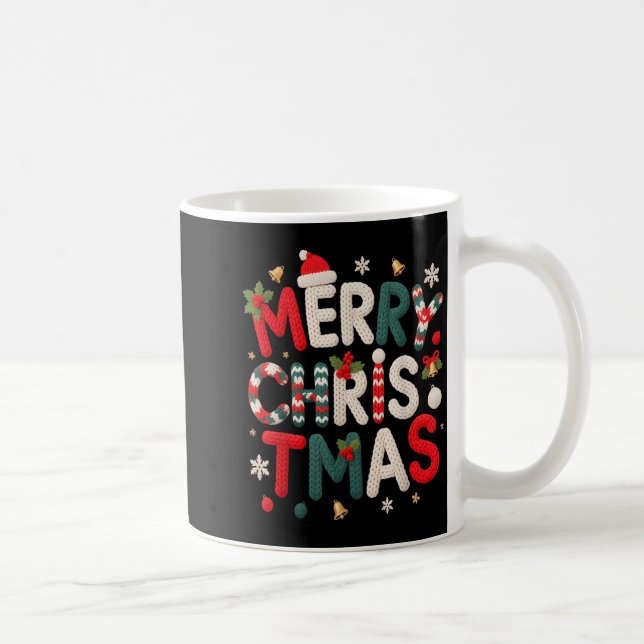 Caneca De Café Merry Christmas Xmas Yarn Crochet Knitting Quilter (Direita)
