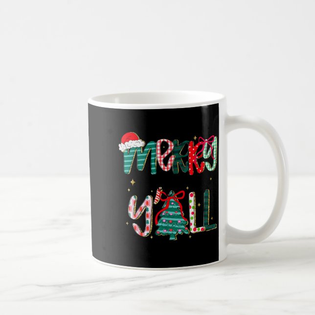Caneca De Café Merry Christmas Y’all Southern Christmas Tree Girl (Direita)
