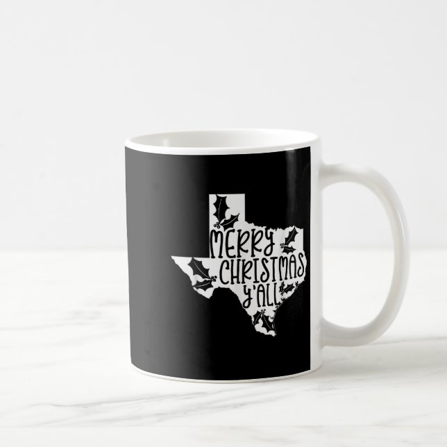 Caneca De Café Merry Christmas Yall Texas Mistletoe White Graphic (Direita)