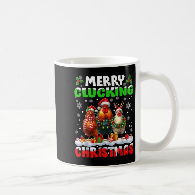 Caneca De Café Merry Clucking Christmas Funny Chicken Santa Hat X (Direita)
