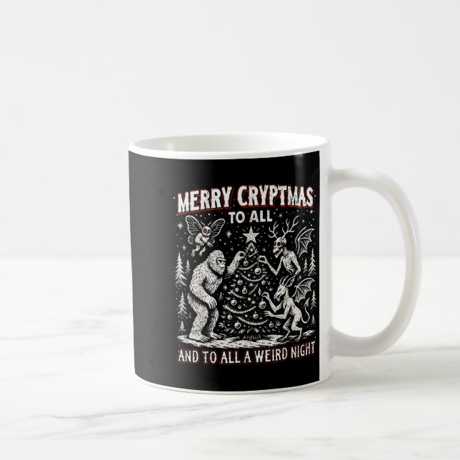 Caneca De Café Merry Cryptmas Weird Night Cryptid Holiday Art  (Direita)
