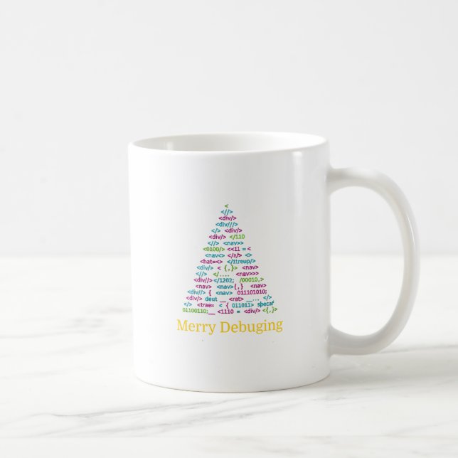 Caneca De Café Merry Debugging Code Christmas Tree Art (Direita)