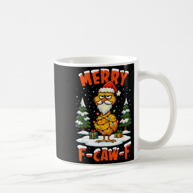 Caneca De Café Merry F-caw-f Chicken Christmas Funny Rooster Men  (Direita)