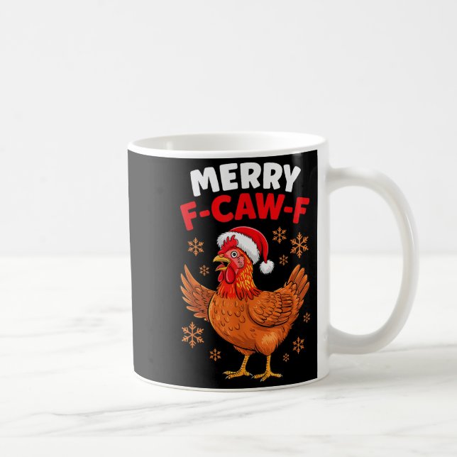 Caneca De Café Merry F-caw-f Funny Christmas Santa Chicken  (Direita)
