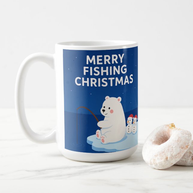 Caneca De Café Merry Fishing Christmas – Cute Polar Bear&Snowmen (Com Donut)