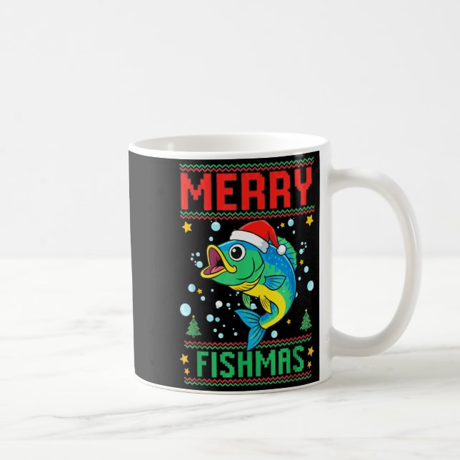 Caneca De Café Merry Fishmas B Fish Fishing Christmas  (Direita)