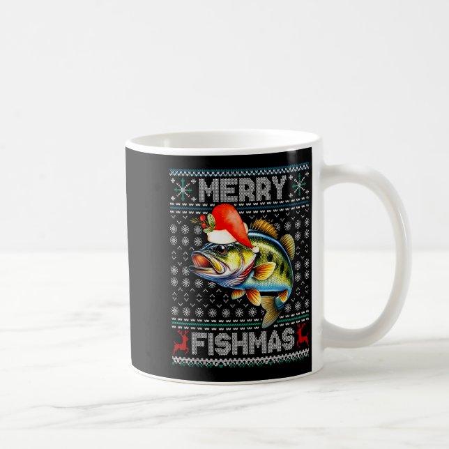 Caneca De Café Merry Fishmas Christmas Holiday Santa Fishing Xmas (Direita)