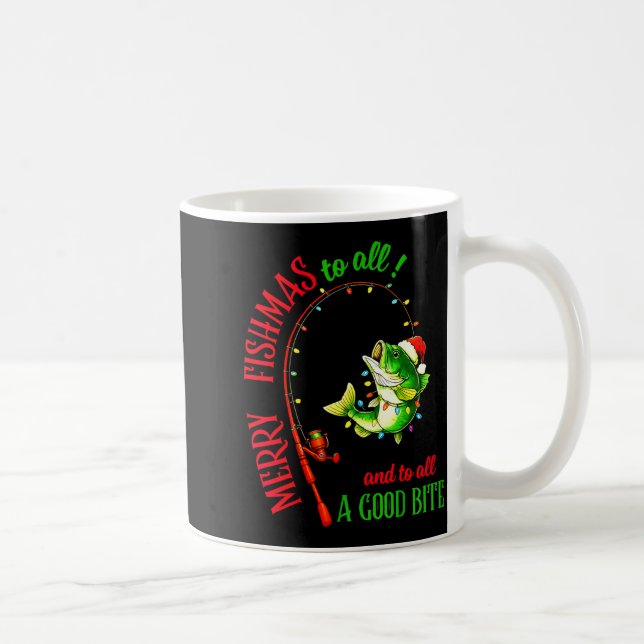 Caneca De Café Merry Fishmas To All Fishing Fisherman's Funny Chr (Direita)