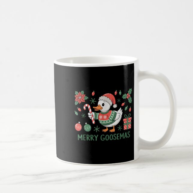 Caneca De Café Merry Goosemas Cute Christmas Goose Santa Hat Ligh (Direita)