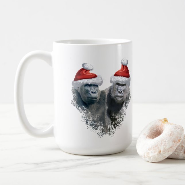 Caneca De Café Merry Gorilla Christmas (Com Donut)