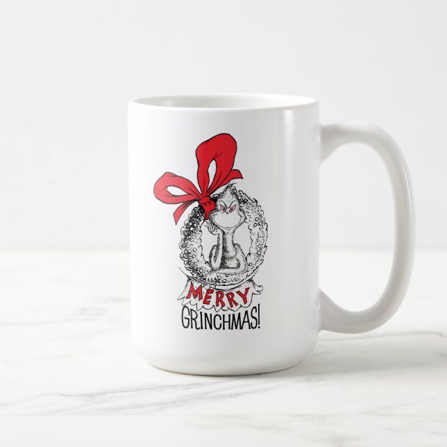 Caneca De Café Merry Grinchmas Wreath The Grinch (Direita)