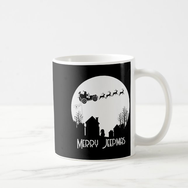 Caneca De Café Merry Jeepmas Santa Christmas Reindeer Funny Pajam (Direita)