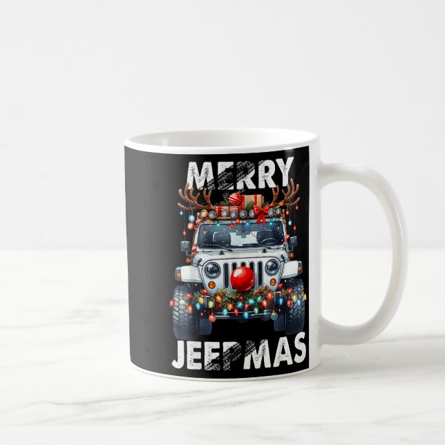 Caneca De Café Merry Jeepmas Ugly Light Reindeer Christmas  (Direita)