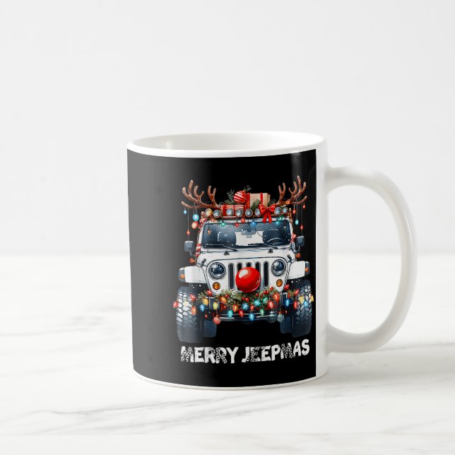Caneca De Café Merry Jeepmas Ugly Light Reindeer Christmas  (Direita)