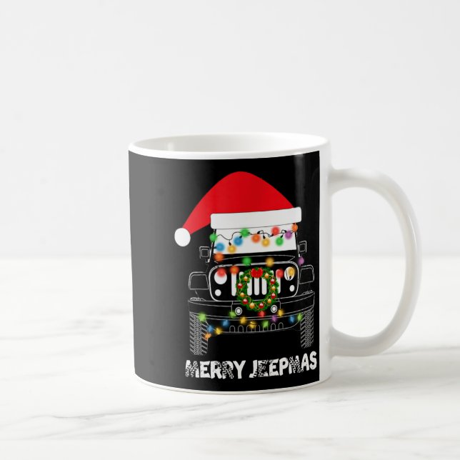 Caneca De Café Merry Jeepmas Ugly Light Reindeer Christmas Long S (Direita)