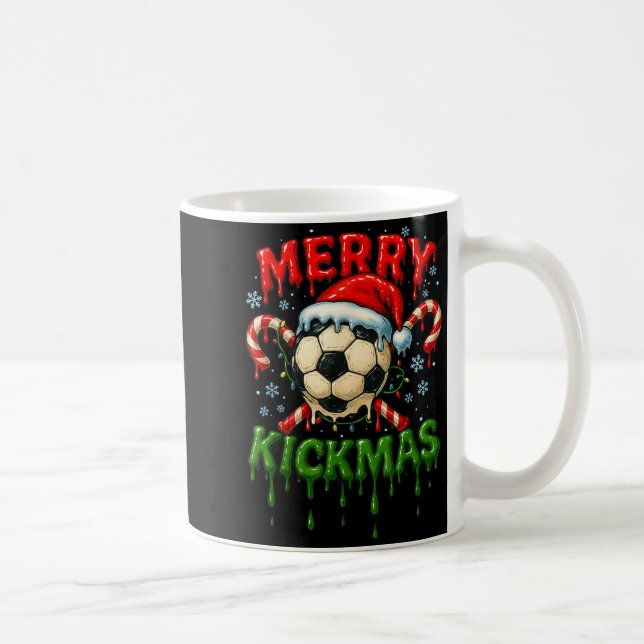 Caneca De Café Merry Kickmas Soccer Christmas Candy Cane Ice Crea (Direita)