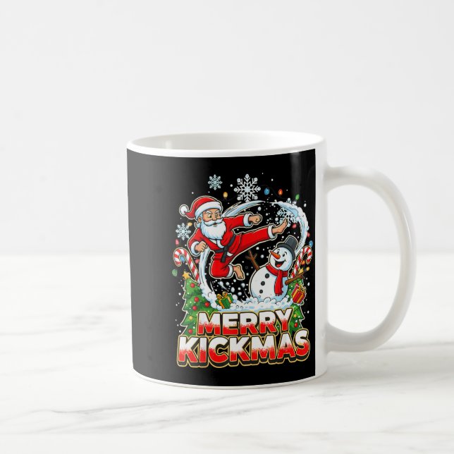 Caneca De Café Merry Kickmas Ugly Christmas Jiu Jitsu Funny Santa (Direita)