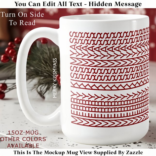 Caneca De Café Merry Kissmyass 160R Hidden Message Christmas  (Criador carregado)
