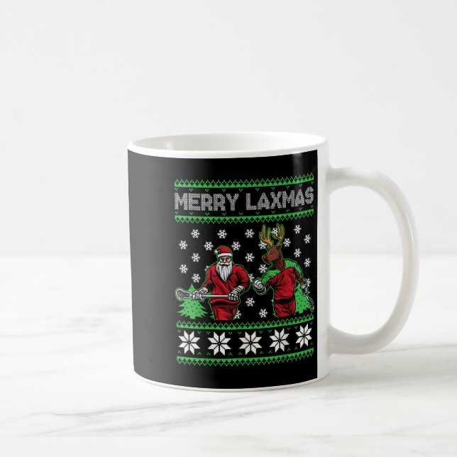Caneca De Café Merry Laxmas Funny Christmas Lacrosse Player Holid (Direita)