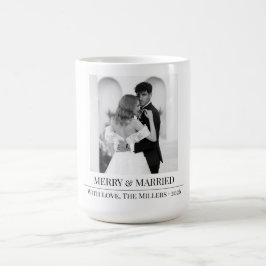 Caneca De Café Merry & Married - Personalized Newlywed Christmas