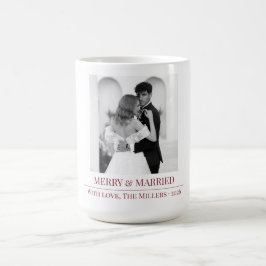 Caneca De Café Merry & Married - Personalized Newlywed Christmas