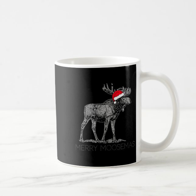 Caneca De Café Merry Moosemas Christmas Moose With Santa Hat  (Direita)