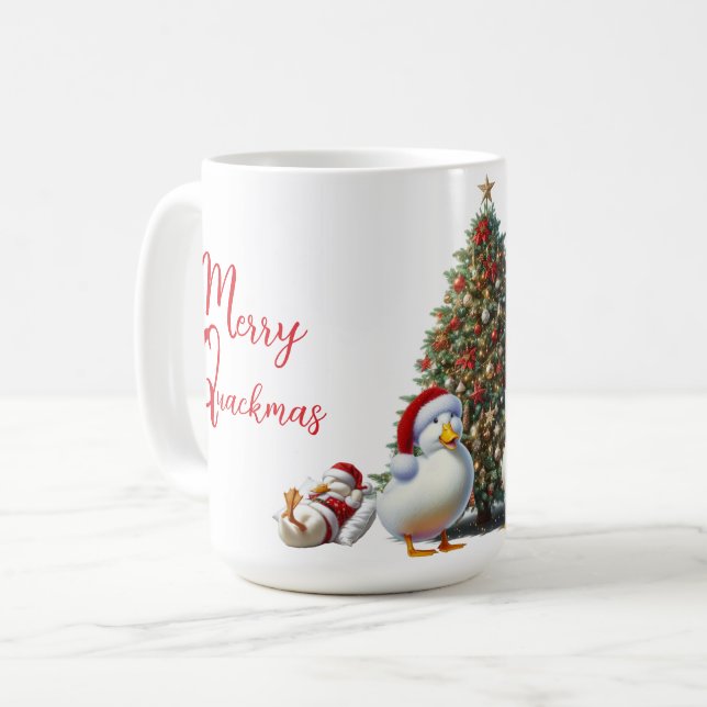 Caneca De Café Merry Quackmas Duck (Frente Esquerda)