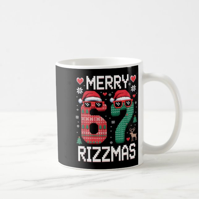 Caneca De Café Merry Rizzmas 67 Knitted Sweater Sungles Funny  (Direita)
