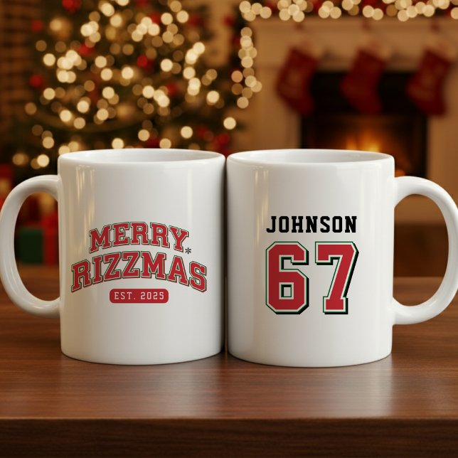 Caneca De Café Merry Rizzmas Athletic Sports Jersey Christmas (Criador carregado)