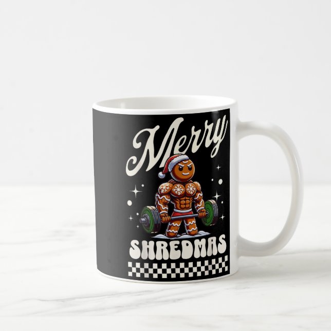 Caneca De Café Merry Shredmas Christmas Gym Gingerbread Workout M (Direita)
