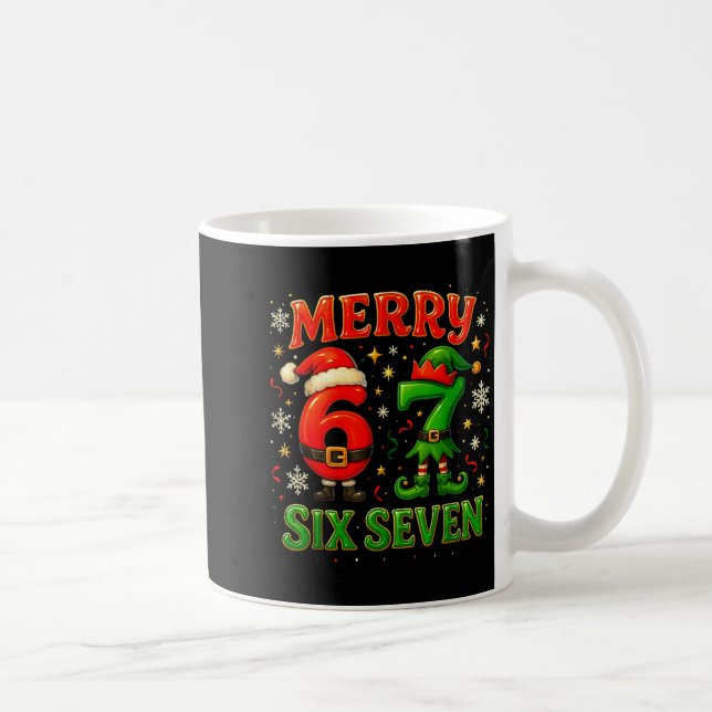 Caneca De Café Merry Six Seven Funny Meme 67 Christmas Couple Des (Direita)