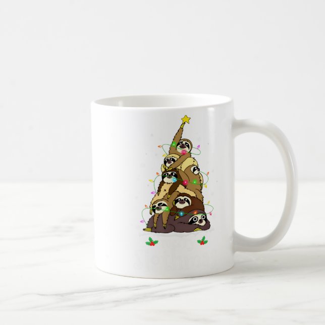 Caneca De Café Merry Slothmas Cute Xmas Sloth Santa Hat Christmas (Direita)