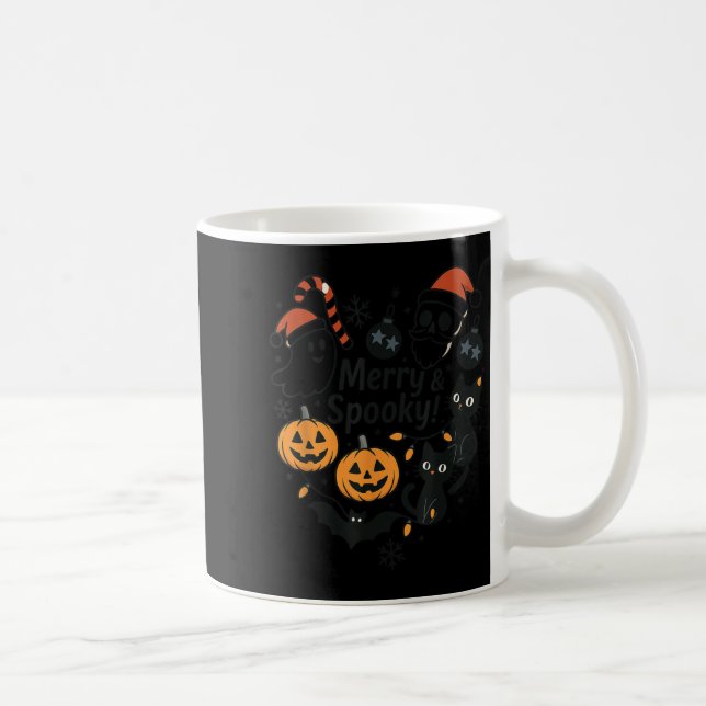 Caneca De Café Merry Soky Halloween Christmas Cute Cats Pumpkins  (Direita)