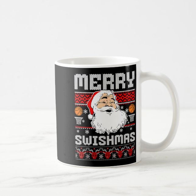 Caneca De Café Merry Swishmas Basketball Xmas Ugly Christmas Men  (Direita)