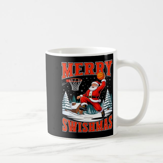 Caneca De Café Merry Swishmas Santa Playing Basketball Christmas  (Direita)