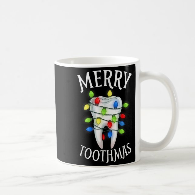 Caneca De Café Merry Toothmas Christmas Light Molar Tooth Hygieni (Direita)