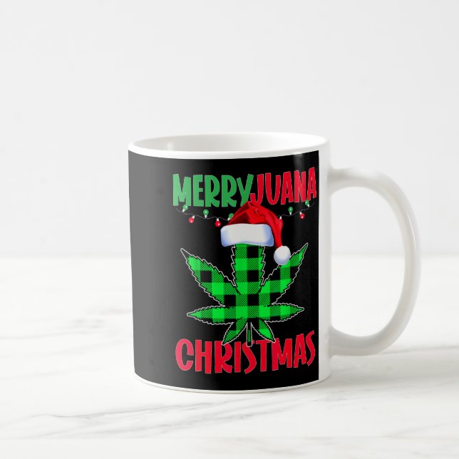 Caneca De Café Merryjuana Weed Leaf Funny Christmas Pajama X-mas  (Direita)
