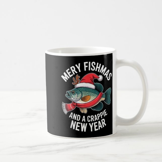 Caneca De Café Mery Fishmas And A Crape New Year Funny Fishing Ch (Direita)