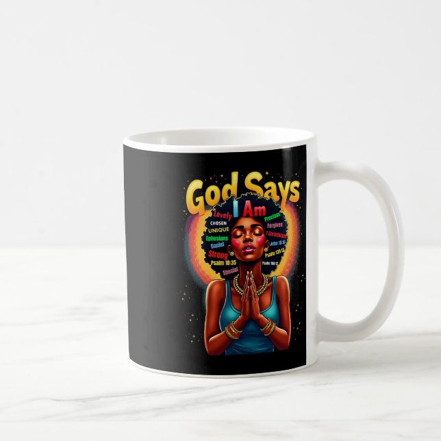 Caneca De Café Mês da História Negra Deus Diz Que Eu Sou Juneteen (Direita)
