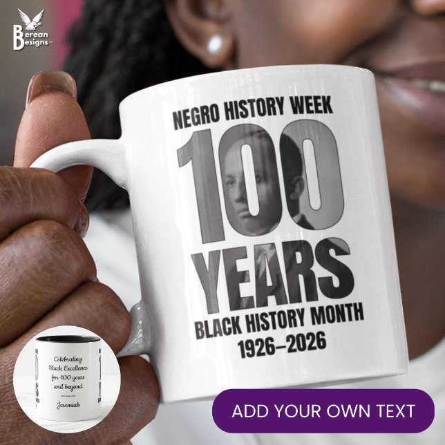 Caneca De Café Mês da História Negra do Centenário de Carter G Wo (BLACK HISTORY MONTH CENTENNIAL souvenir mug celebrating 100 years of Black pride)