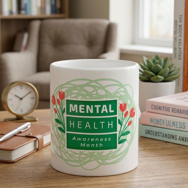 Caneca De Café Mês de Conscientização da Saúde Mental (Criador carregado)
