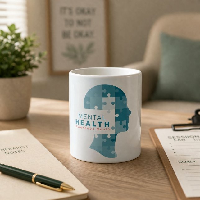 Caneca De Café Mês de Conscientização da Saúde Mental (Criador carregado)