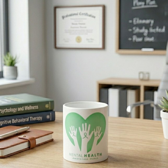 Caneca De Café Mês de Conscientização da Saúde Mental (Criador carregado)