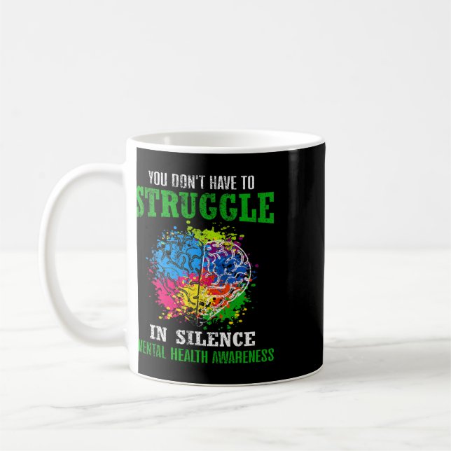 Caneca De Café Mês de Conscientização da Saúde Mental Combater Es (Esquerda)