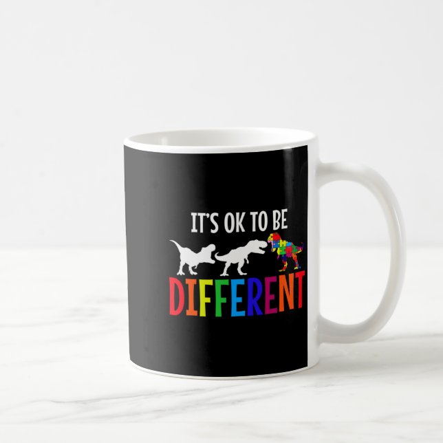 Caneca De Café Mês de Conscientização do Autismo Rex Puzzle Dino  (Direita)