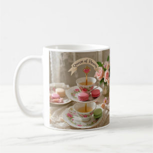 Caneca De Café Mesa floral, xícaras, pratos com camadas rainha do