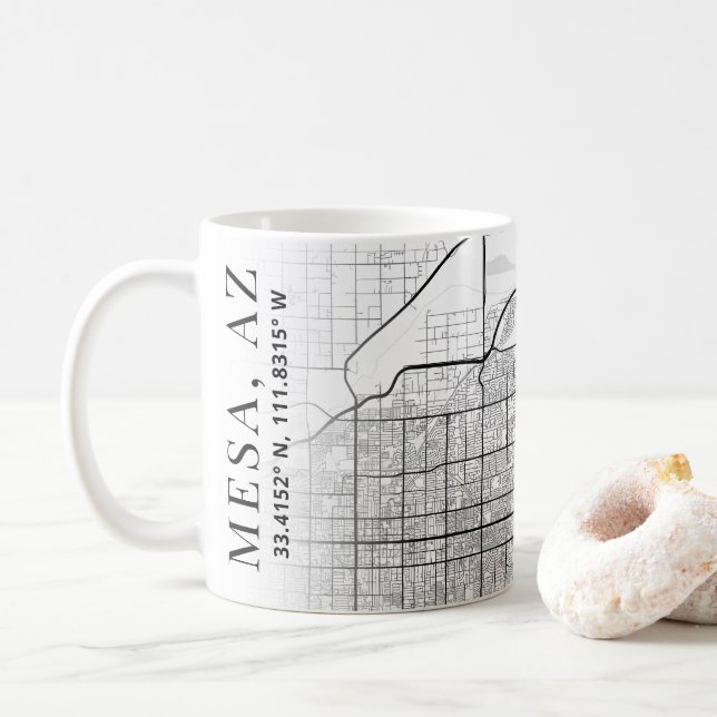 Caneca De Café Mesa, Mapa da Cidade Arizona | Café Mug (Com Donut)